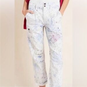 Anthropologie The Wanderer Paint Splatter Cargo Pants Size 28